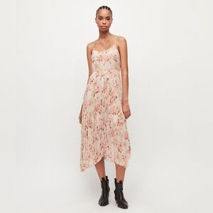 ALLSAINTS Zelma Momo Slip Dress in Cream Peach Floral Size Large.